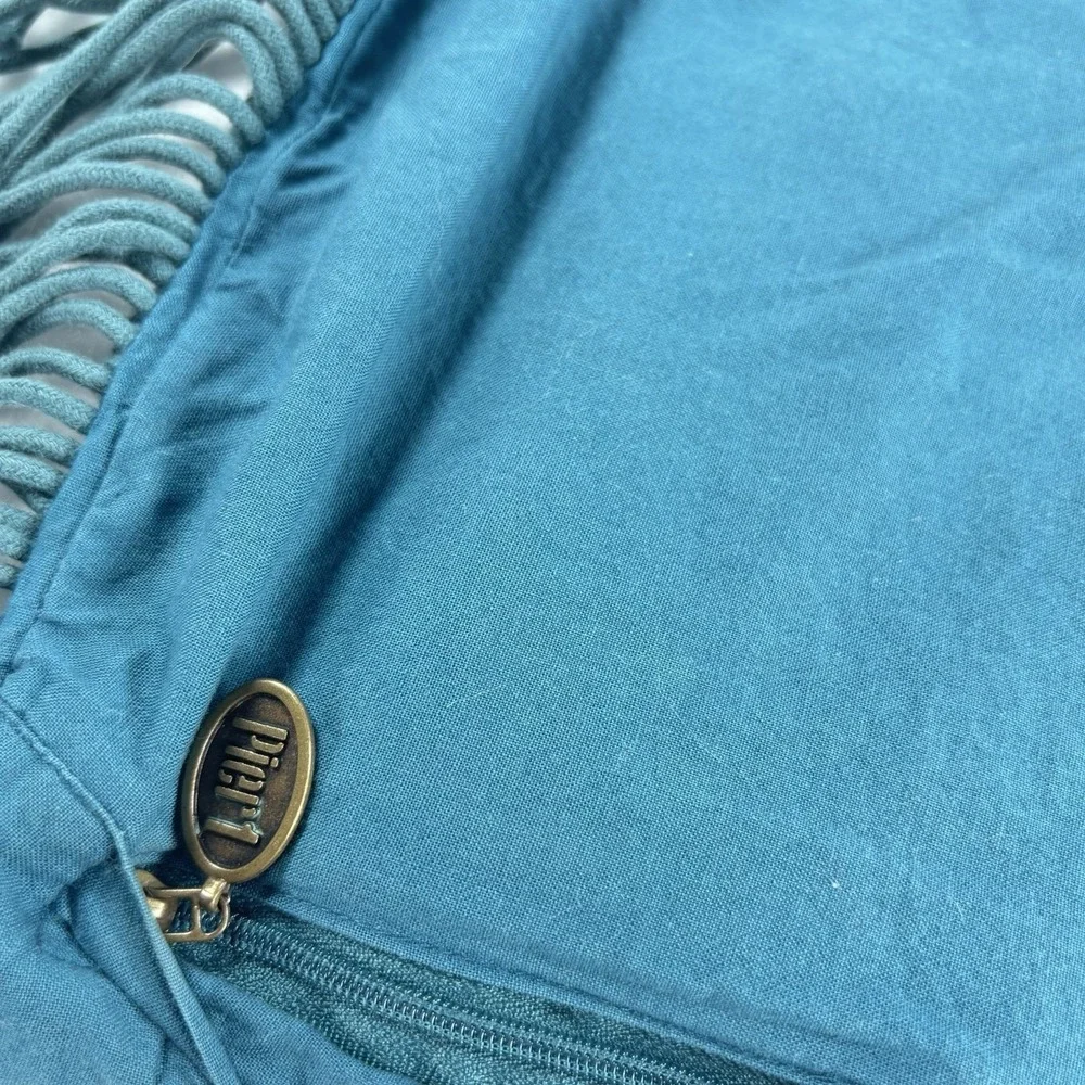 Pier one macrame‎ decorative pillowcase zipper Teal Blue Boho